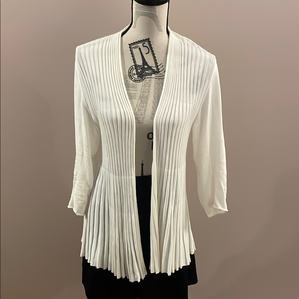 Anna Rachele Cream Pleated Open Cardigan